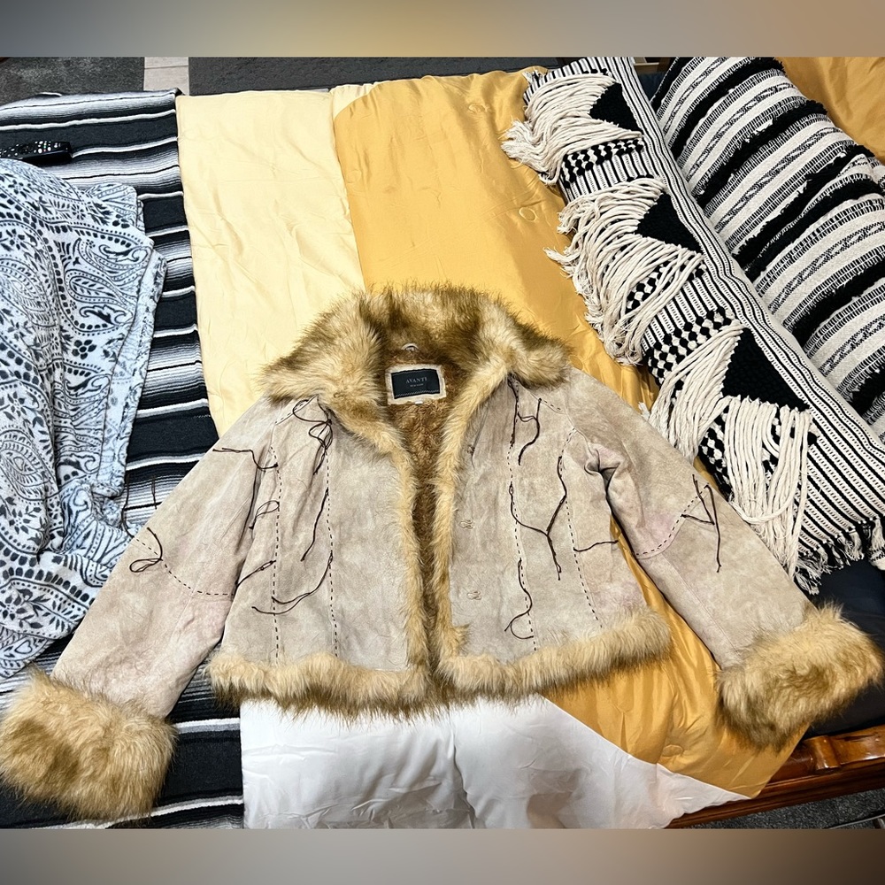 Avanti New York Suede and Faux Fur Jacket